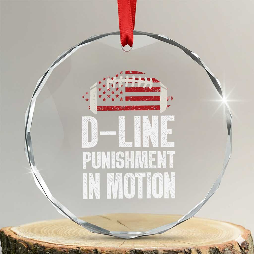 Football Defensive Lineman Crystal Glass Ornament D Line Punishment In Motion American Flag TS10 Transparent Glass 3'' Circle Print Your Wear