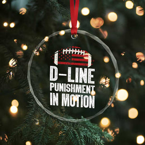 Football Defensive Lineman Crystal Glass Ornament D Line Punishment In Motion American Flag TS10 Print Your Wear