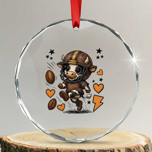 Football Lover Crystal Glass Ornament Cute Dairy Cow Playing Football TS12 Transparent Glass 3'' Circle Print Your Wear