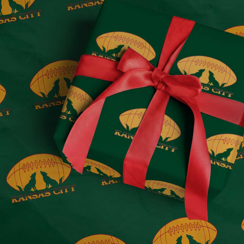 Football Lover Gift Wrapping Paper Roll Midwest Wolf Spirit TS12 Green Print Your Wear