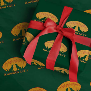 Football Lover Gift Wrapping Paper Roll Midwest Wolf Spirit TS12 Green Print Your Wear