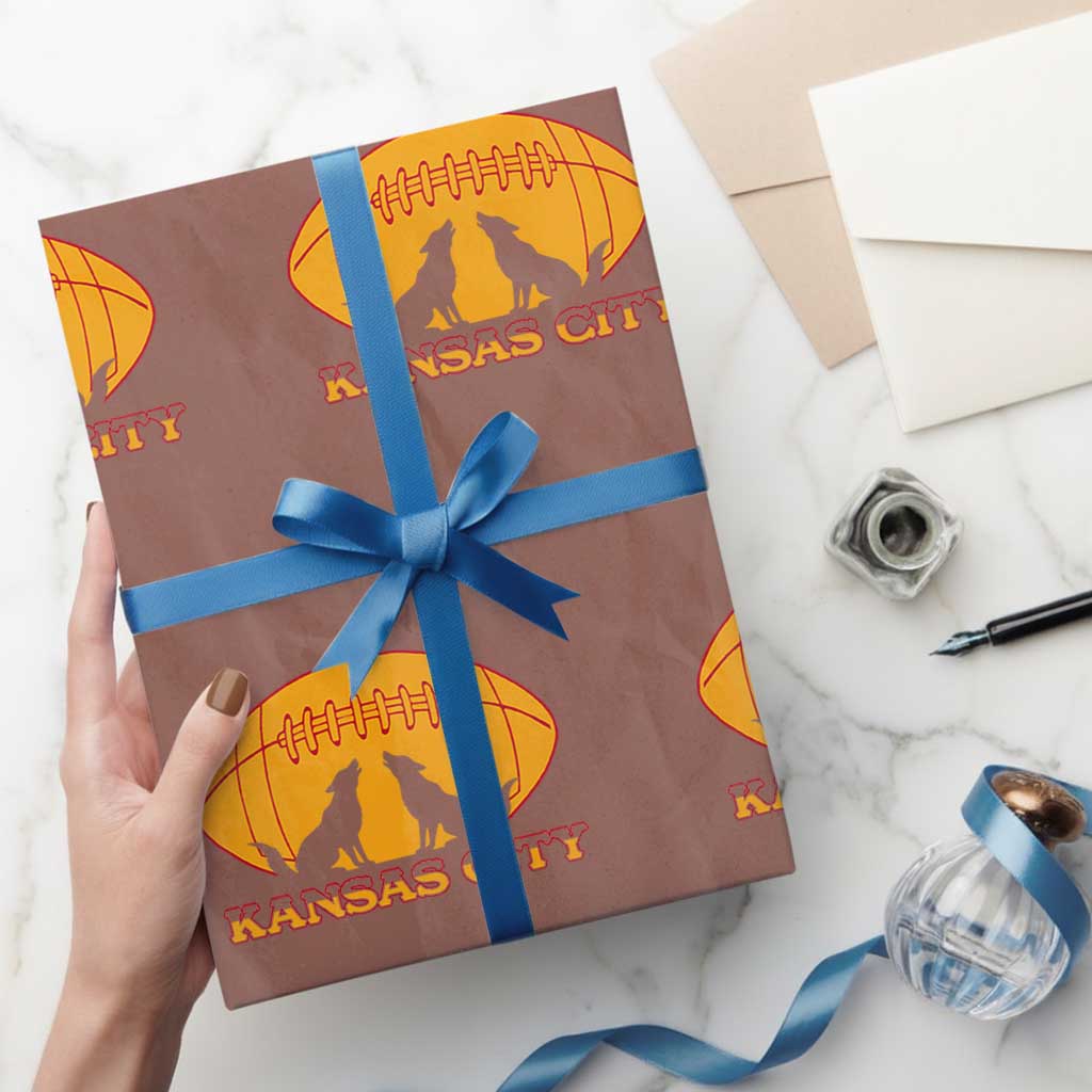 Football Lover Gift Wrapping Paper Roll Midwest Wolf Spirit TS12 Mocha Print Your Wear