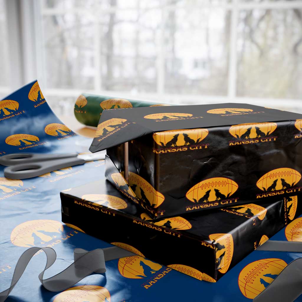 Football Lover Gift Wrapping Paper Roll Midwest Wolf Spirit TS12 Black Print Your Wear