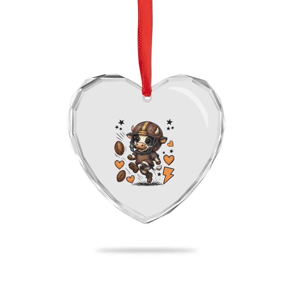 Football Lover Heart Crystal Glass Ornament Cute Dairy Cow Playing Football TS12 Print Your Wear