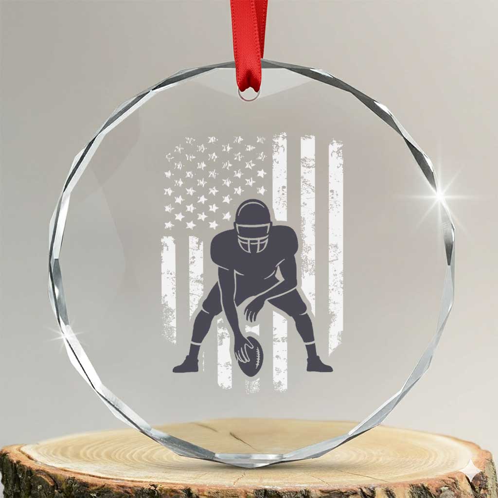 Football Player American Flag Crystal Glass Ornament Cool Distressed Vintage Patriotic TS10 Transparent Glass 3'' Circle Print Your Wear