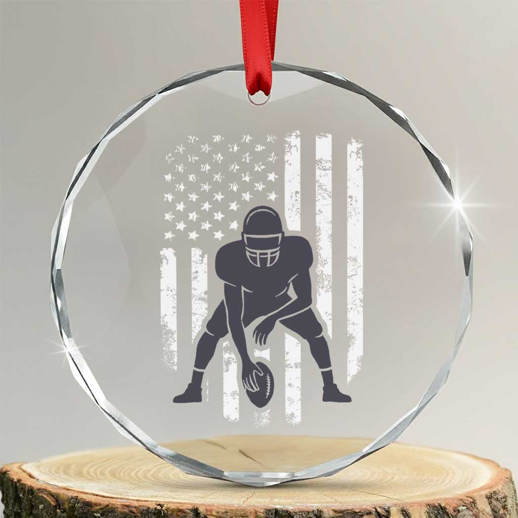 Football Player American Flag Crystal Glass Ornament Cool Distressed Vintage Patriotic TS10 Transparent Glass 3'' Circle Print Your Wear