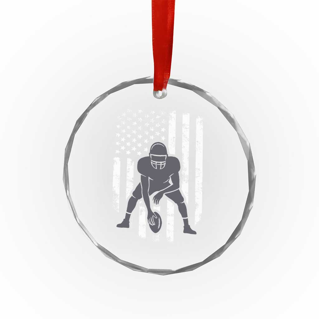 Football Player American Flag Crystal Glass Ornament Cool Distressed Vintage Patriotic TS10 Transparent Glass 3'' Circle Print Your Wear