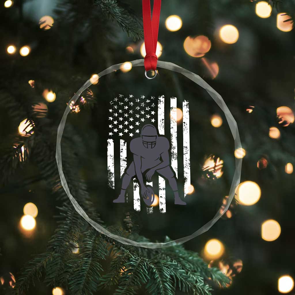 Football Player American Flag Crystal Glass Ornament Cool Distressed Vintage Patriotic TS10 Print Your Wear