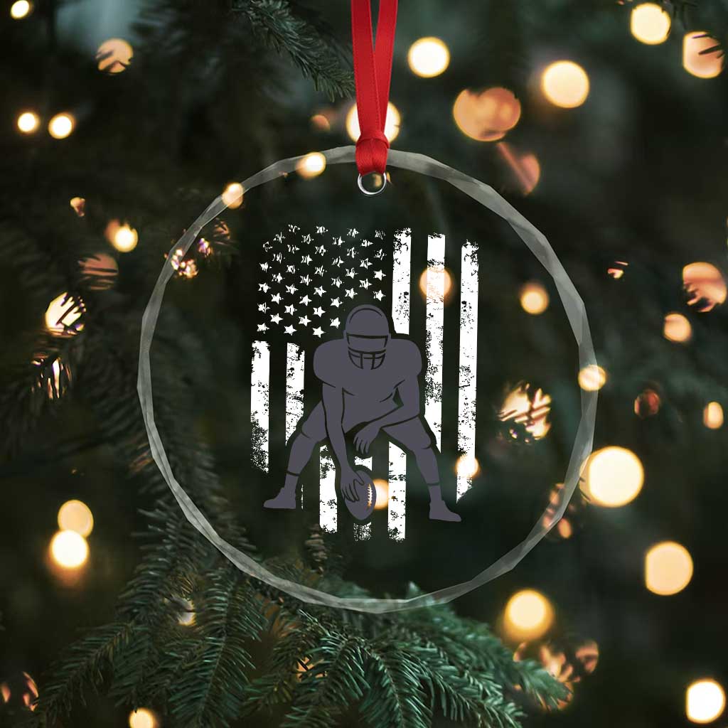 Football Player American Flag Crystal Glass Ornament Cool Distressed Vintage Patriotic TS10 Print Your Wear