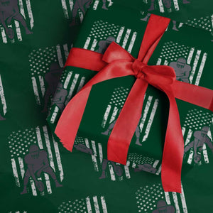Football Player American Flag Wrapping Paper Roll Cool Distressed Vintage Patriotic TS10 Green Print Your Wear
