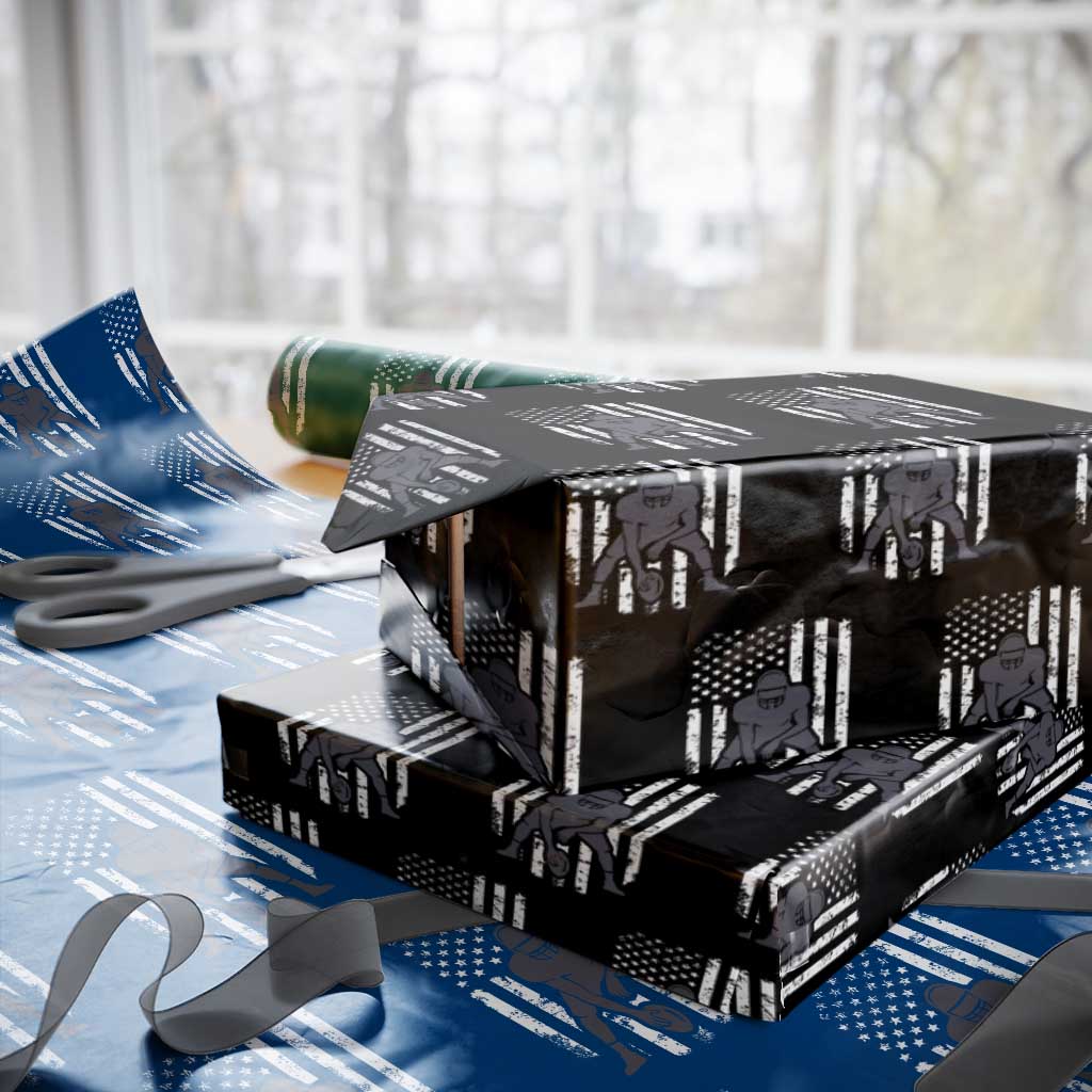 Football Player American Flag Wrapping Paper Roll Cool Distressed Vintage Patriotic TS10 Black Print Your Wear