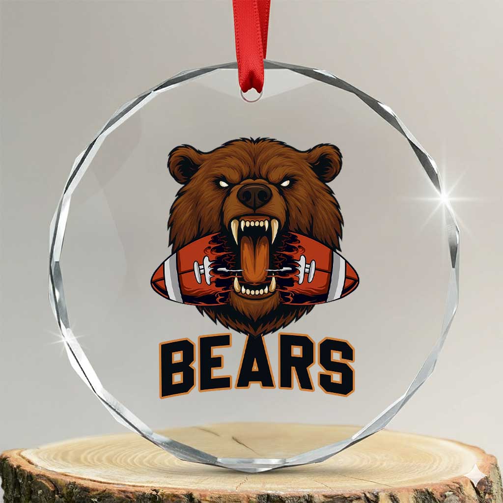 Football Player Gift Crystal Glass Ornament Fierce Bear Biting Ball TS12 Transparent Glass 3'' Circle Print Your Wear