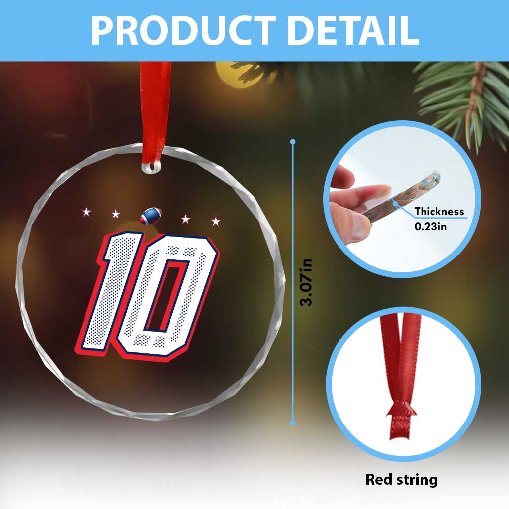 Football Quarterback Number 10 Crystal Glass Ornament Sport Lover Gift For NEF TS12 Print Your Wear