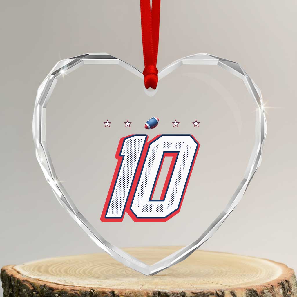 Football Quarterback Number 10 Heart Crystal Glass Ornament Sport Lover Gift For NEF TS12 Transparent Glass 3'' Heart Print Your Wear
