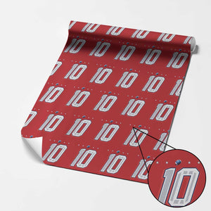 Football Quarterback Number 10 Wrapping Paper Roll Sport Lover Gift For NEF TS12 Red Print Your Wear