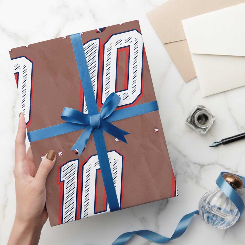 Football Quarterback Number 10 Wrapping Paper Roll Sport Lover Gift For NEF TS12 Mocha Print Your Wear