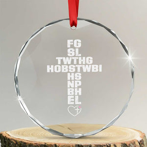 For God So Loved The World John 3 16 Acronym Christian Cross Crystal Glass Ornament Faith Statement Inspirational Religious Gift TS02 Transparent Glass 3'' Circle Print Your Wear
