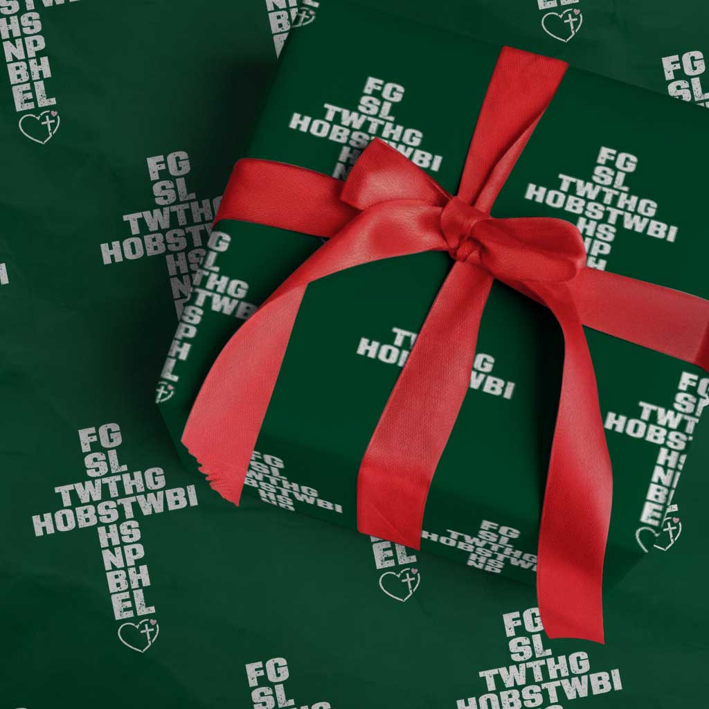 For God So Loved The World John 3 16 Acronym Christian Cross Wrapping Paper Roll Faith Statement Inspirational Religious Gift TS02 Green Print Your Wear