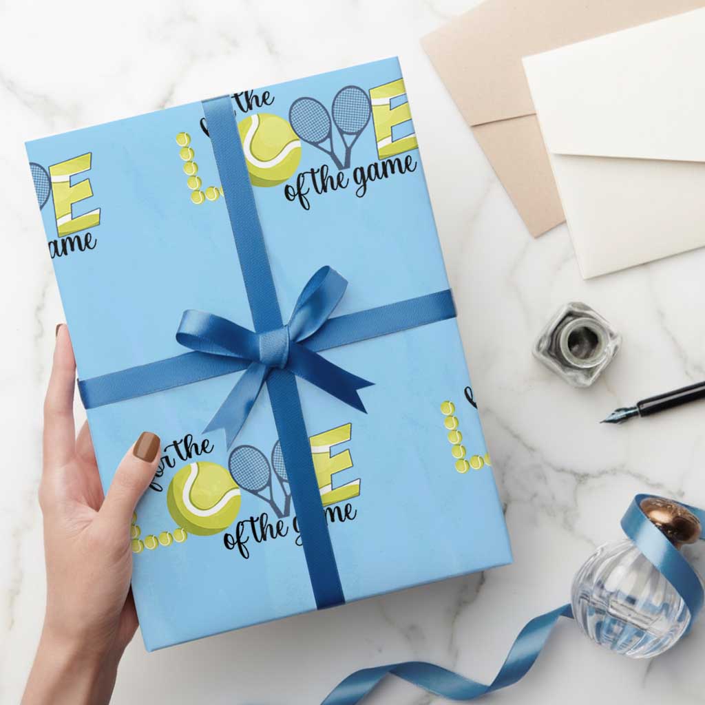 For The Love Of The Game Wrapping Paper Roll Inspirational Tennis Gift TS12 Light Blue Print Your Wear