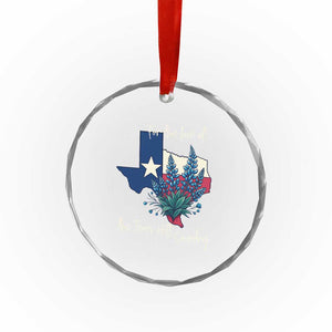 For the Love of the Texas Hill Country Crystal Glass Ornament Bluebonnet Floral Patriotic Flag TS02 Print Your Wear