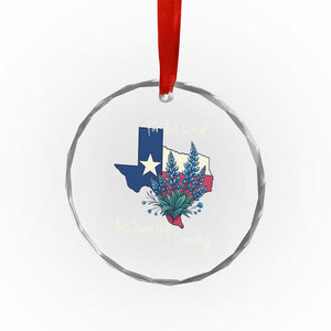 For the Love of the Texas Hill Country Crystal Glass Ornament Bluebonnet Floral Patriotic Flag TS02 Print Your Wear