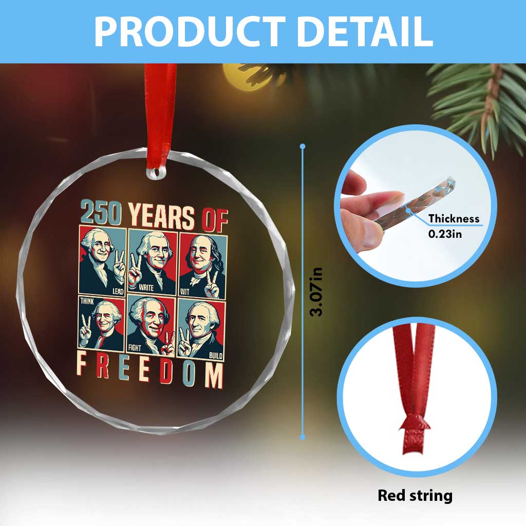 Founding Fathers 250 Years of Freedom Crystal Glass Ornament Patriotic Pop Art Style Semiquincentennial 2026 TS02 Print Your Wear