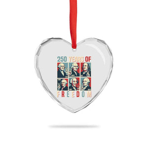 Founding Fathers 250 Years of Freedom Heart Crystal Glass Ornament Patriotic Pop Art Style Semiquincentennial 2026 TS02 Print Your Wear
