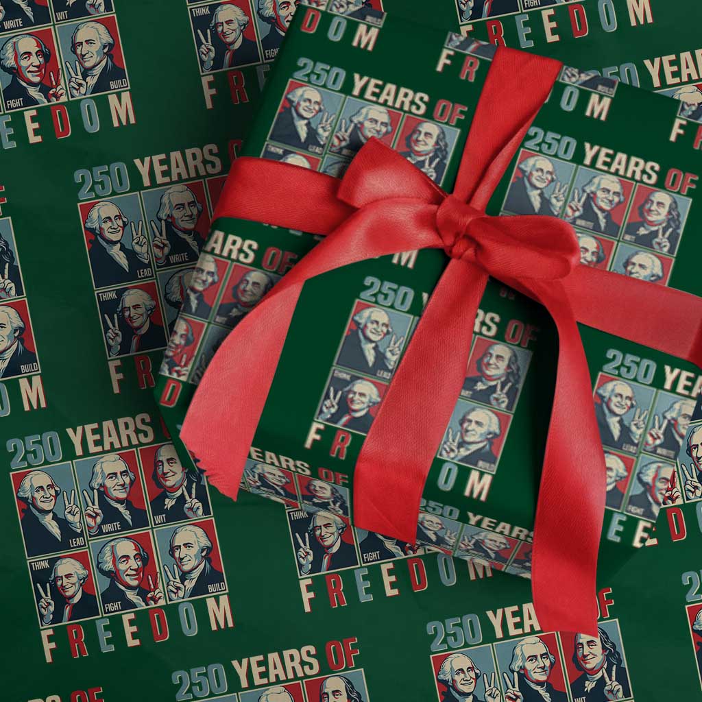 Founding Fathers 250 Years of Freedom Wrapping Paper Roll Patriotic Pop Art Style Semiquincentennial 2026 TS02 Green Print Your Wear