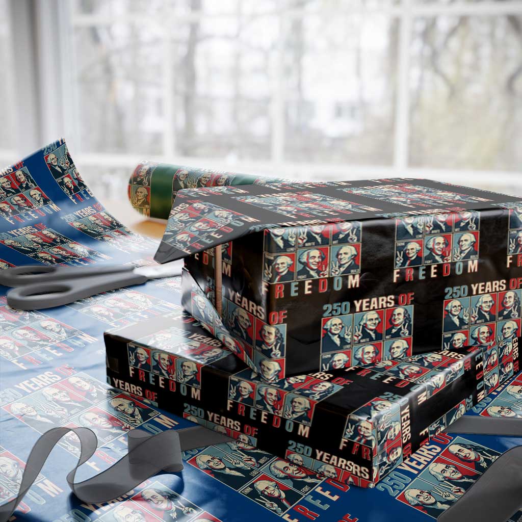 Founding Fathers 250 Years of Freedom Wrapping Paper Roll Patriotic Pop Art Style Semiquincentennial 2026 TS02 Black Print Your Wear