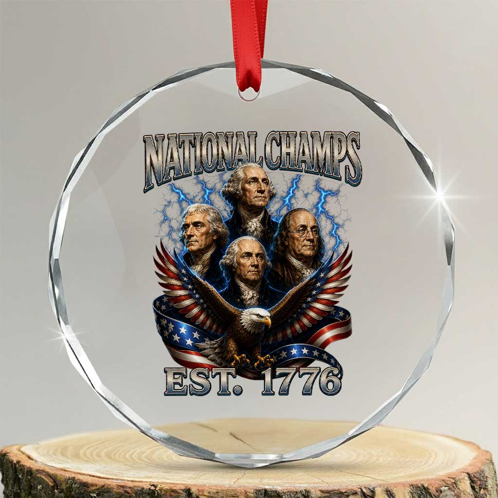 Founding Fathers USA 250th Anniversary Crystal Glass Ornament Vintage National Champions 250 Years Patriotic American Flag TS10 Transparent Glass 3'' Circle Print Your Wear