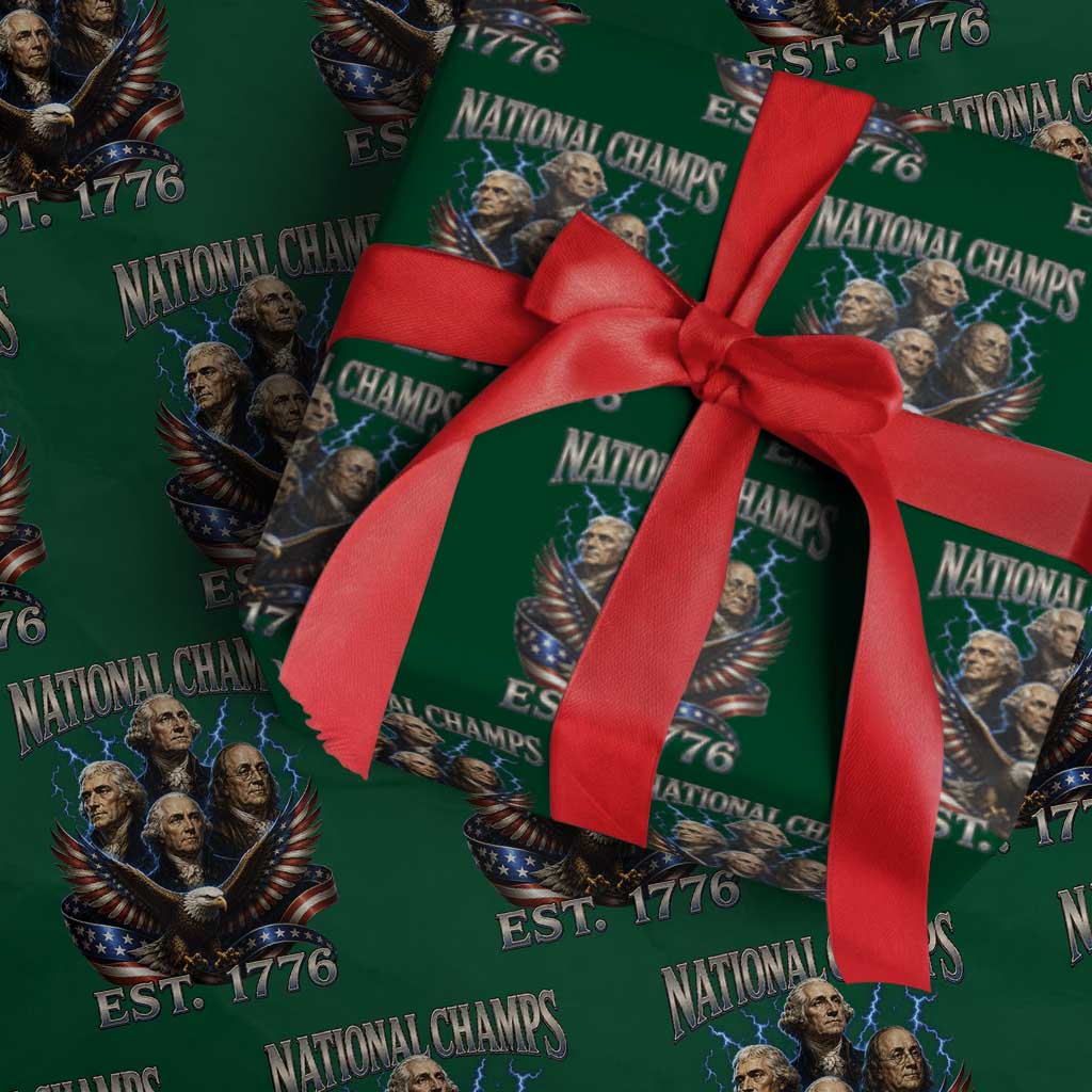 Founding Fathers USA 250th Anniversary Wrapping Paper Roll Vintage National Champions 250 Years Patriotic American Flag TS10 Green Print Your Wear