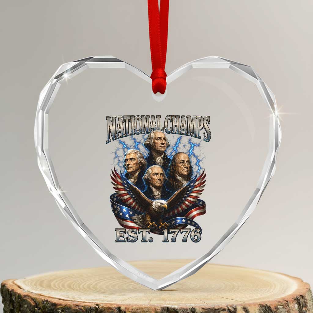 Founding Fathers USA 250th Anniversary Heart Crystal Glass Ornament Vintage National Champions 250 Years Patriotic American Flag TS10 Transparent Glass 3'' Heart Print Your Wear
