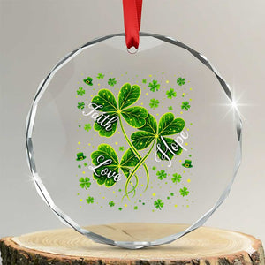 Four Leaf Clover Christian Crystal Glass Ornament Irish Lucky Shamrock Faith Hope Love Religious TS10 Transparent Glass 3'' Circle Print Your Wear