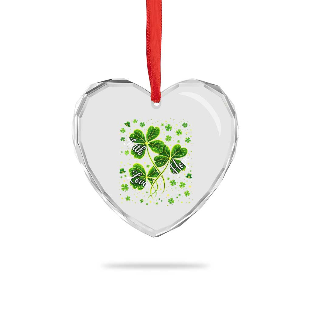 Four Leaf Clover Christian Heart Crystal Glass Ornament Irish Lucky Shamrock Faith Hope Love Religious TS10 Print Your Wear