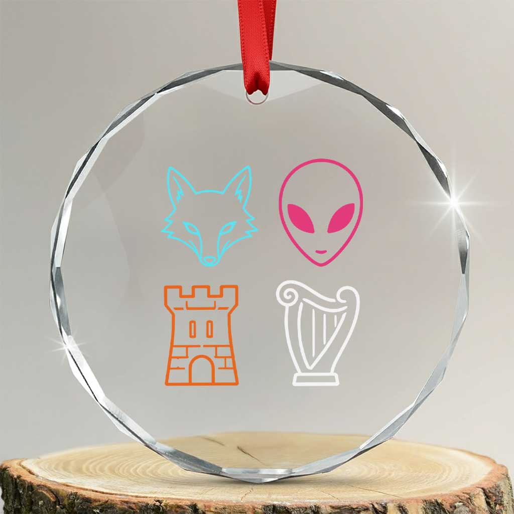 Fox Alien Castle Harp Retro Crystal Glass Ornament San Antonio Texas Sports TS11 Transparent Glass 3'' Circle Print Your Wear