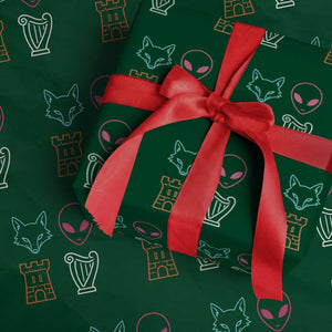Fox Alien Castle Harp Retro Wrapping Paper Roll San Antonio Texas Sports