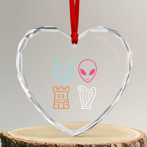 Fox Alien Castle Harp Retro Heart Crystal Glass Ornament San Antonio Texas Sports