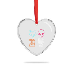 Fox Alien Castle Harp Retro Heart Crystal Glass Ornament San Antonio Texas Sports