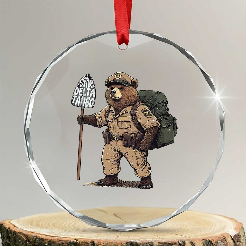 Foxtrot Delta Tango Resist Bear Crystal Glass Ornament TS02 Transparent Glass 3'' Circle Print Your Wear