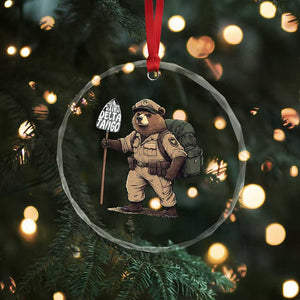 Foxtrot Delta Tango Resist Bear Crystal Glass Ornament - Print Your Wear