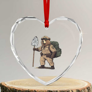 Foxtrot Delta Tango Resist Bear Heart Crystal Glass Ornament TS02 Transparent Glass 3'' Heart Print Your Wear