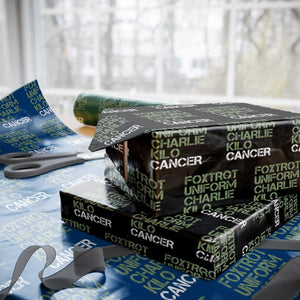 Foxtrot Uniform Charlie Kilo Cancer Wrapping Paper Roll Funny Fuck Cancer Military Alphabet TS11 Black Print Your Wear
