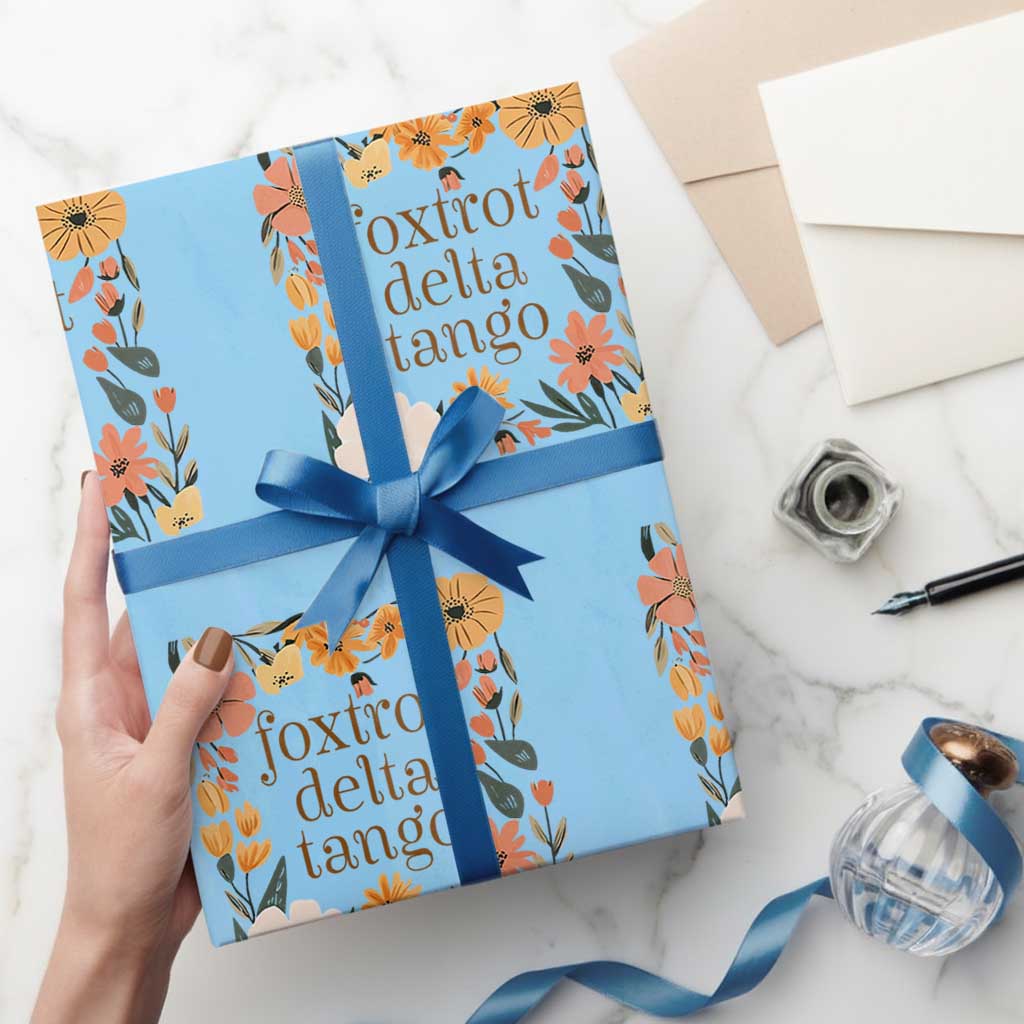 Foxtrots Deltas Tangos Boho Floral Wrapping Paper Roll Funny Offensive TS02 Light Blue Print Your Wear
