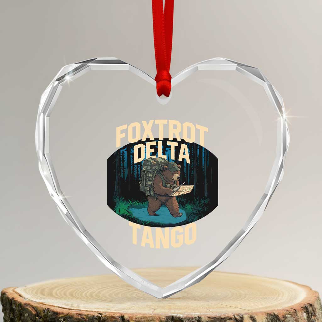 Foxtrots Deltas Tangos Funny Bear Resist Heart Crystal Glass Ornament Protect Our National Parks TS02 Transparent Glass 3'' Heart Print Your Wear