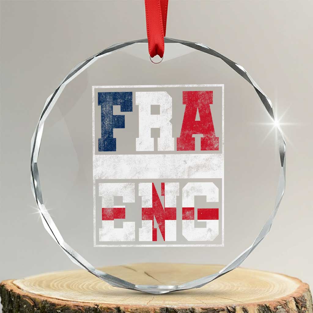 FRA ENG France England Flag Graphic Crystal Glass Ornament French English Country Pride TS02 Transparent Glass 3'' Circle Print Your Wear