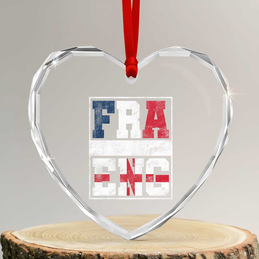FRA ENG France England Flag Graphic Heart Crystal Glass Ornament French English Country Pride TS02 Transparent Glass 3'' Heart Print Your Wear