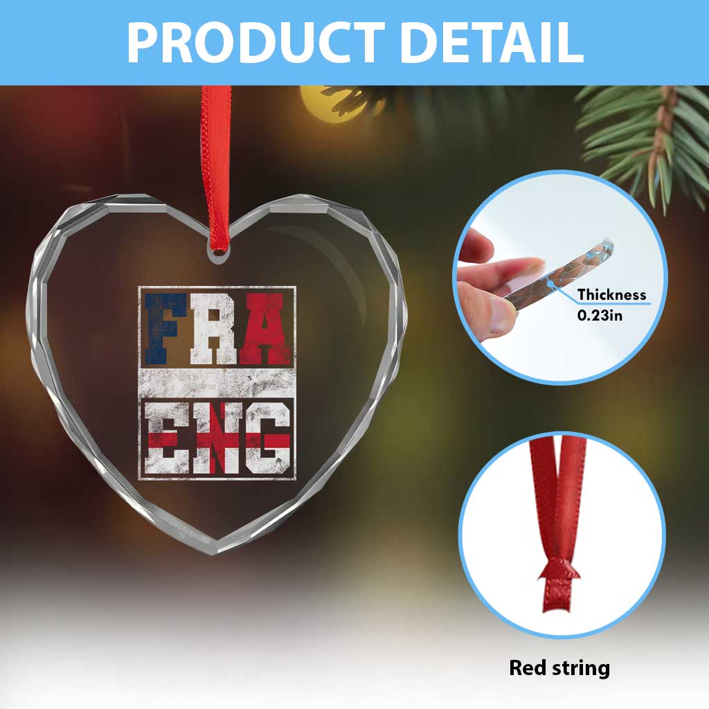 FRA ENG France England Flag Graphic Heart Crystal Glass Ornament French English Country Pride TS02 Print Your Wear