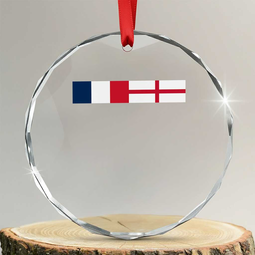 France England Dual Flag Graphic Crystal Glass Ornament Anglo English French Heritage Mixed Roots Pride Match Day TS02 Transparent Glass 3'' Circle Print Your Wear
