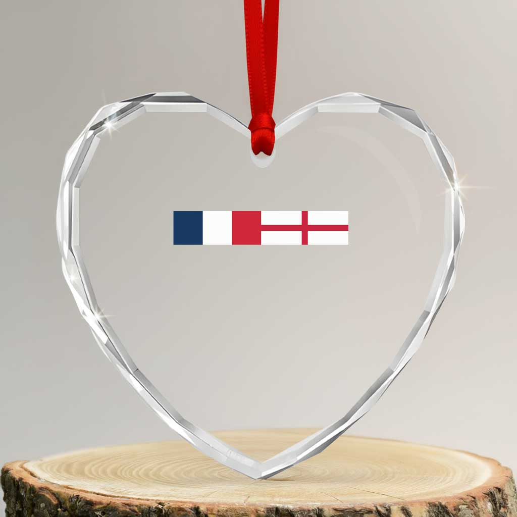 France England Dual Flag Graphic Heart Crystal Glass Ornament Anglo English French Heritage Mixed Roots Pride Match Day TS02 Transparent Glass 3'' Heart Print Your Wear