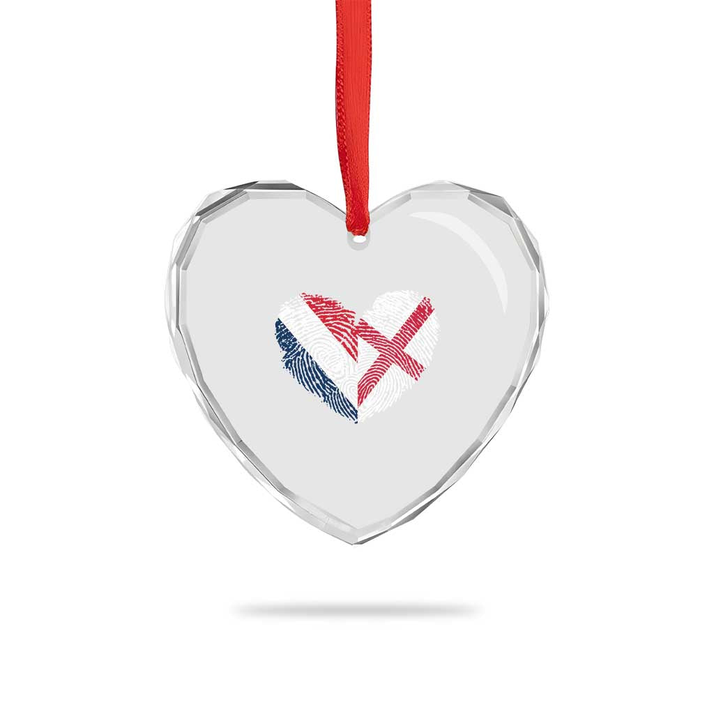 France England Flag Fingerprint Heart DNA Graphic Heart Crystal Glass Ornament Proud Anglo English French Ancestry Love Identity TS02 Print Your Wear